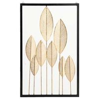 Wanddeco Bladeren - zwart/goudkleur - 80x50x3 cm - Leen Bakker