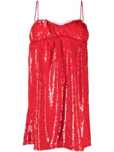 GANNI robe courte sans manches à sequins - Rouge