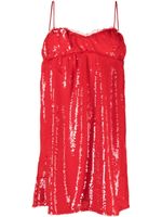 GANNI robe courte sans manches à sequins - Rouge - thumbnail