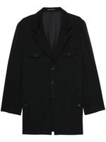 Yohji Yamamoto blazer en laine à simple boutonnage - Noir - thumbnail