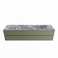 MONDIAZ VICA-DLUX 200cm badmeubel onderkast Army 4 lades. Inbouw wastafel CLOUD rechts 1 kraangat, kleur Lava.