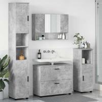 Badkamermeubelset met lade 4 pcs Betongrijs 30 x 35 x 192 cm