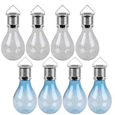 Solar sfeer tuin hanglamp - 8x stuks - blauw en wit - kunststof - 15 cm