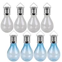 Solar sfeer tuin hanglamp - 8x stuks - blauw en wit - kunststof - 15 cm