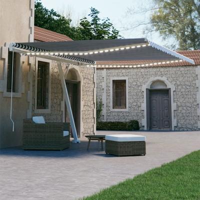 Luifel handmatig uittrekbaar met LED 400x300 cm blauw en wit