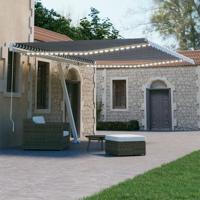 Luifel handmatig uittrekbaar met LED 400x300 cm blauw en wit