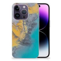 Apple iPhone 14 Pro TPU Siliconen Hoesje Marble Blue Gold