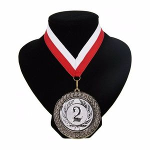 Kampioensmedaille nr. 2 rood en wit - Verkleedattributen