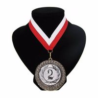 Kampioensmedaille nr. 2 rood en wit - Verkleedattributen