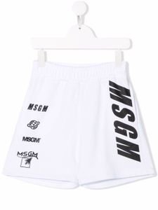 MSGM Kids bermuda à logo imprimé - Blanc