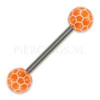 Tongpiercing acryl voetbal oranje