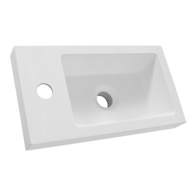 Brauer Solar Medium Opbouw Fontein - 40 cm - met 1 Kraangat - Links/Rechts Plaatsbaar - Mineraalmarmer - Zijdeglans Wit