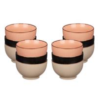 Kommetjes/serveer schaaltjes - 12x stuks - Mistique - porselein - D14 x H8 cm - 3 kleuren