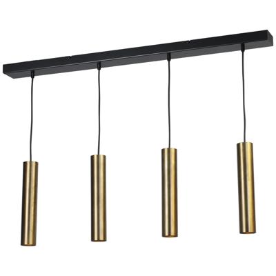 Masterlight Zwarte eetkamer hanglampRun 4-lichts cilinders goud - 2381-05-10-100-4