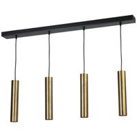 Masterlight Zwarte eetkamer hanglampRun 4-lichts cilinders goud - 2381-05-10-100-4