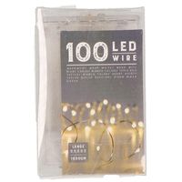 Draadverlichting lichtsnoer met 100 lampjes warm wit op batterij 1000 cm   - - thumbnail