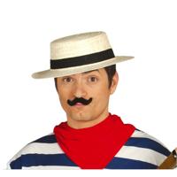 Carnaval verkleed set Gondolier - Lou Bandy - hoed/sjaal/snor - 3-delig