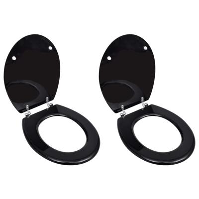 Toiletbrillen met deksels 2 st MDF zwart