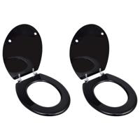 Toiletbrillen met deksels 2 st MDF zwart