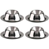 Eierdopjes - 4x - zilver - RVS /metaal - Dia 8 cm - brede onderzijde