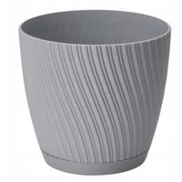 Form Plastic Plantenpot/bloempot Waves - kunststof - platina grijs - D17 x H15 cm - thumbnail