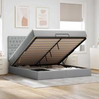 Ottoman bed met matras en LED's 180x200cm stof lichtgrijs