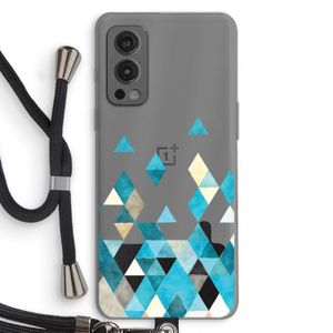 Gekleurde driehoekjes blauw: OnePlus Nord 2 5G Transparant Hoesje met koord