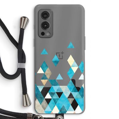 Gekleurde driehoekjes blauw: OnePlus Nord 2 5G Transparant Hoesje met koord