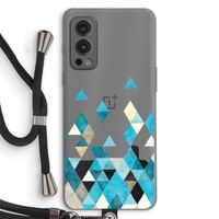 Gekleurde driehoekjes blauw: OnePlus Nord 2 5G Transparant Hoesje met koord
