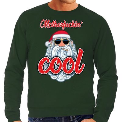 Foute Kersttrui stoere kerstman motherfucking cool groen heren