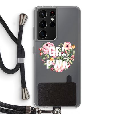 GRL PWR Flower: Samsung Galaxy S21 Ultra Transparant Hoesje met koord