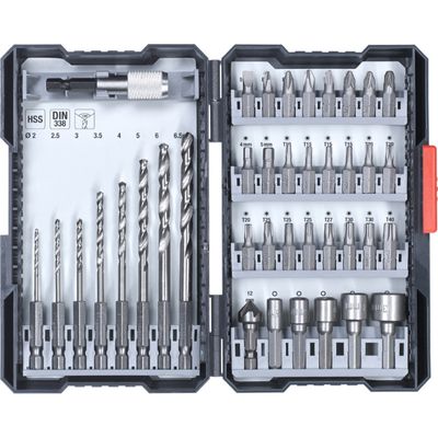 Box met bits en boren, 39-Delig Boor- en bitset
