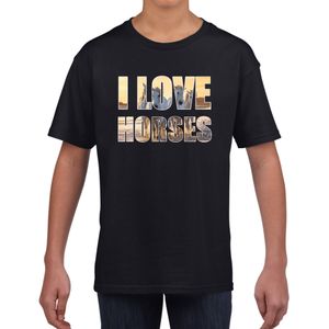 I love horses / paarden t-shirt zwart kids