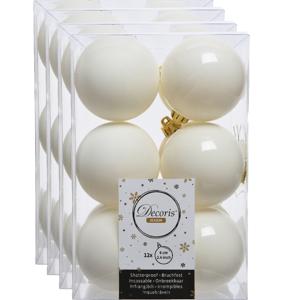 Decoris kerstballen - 48x st - wol creme wit - 6 cm - kunststof - mat/glans - kerstversiering