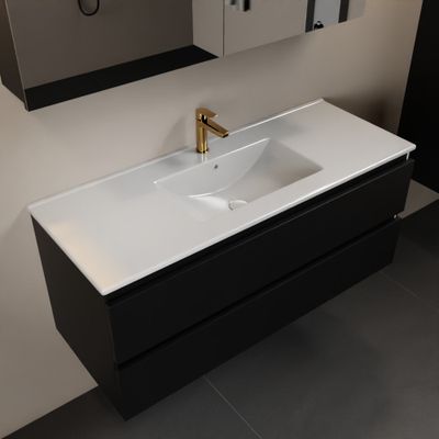 MONDIAZ AIVY 120cm badmeubel Urban, wastafel glanzend wit keramiek midden 1 kraangat met spiegelkast (M60103 - AI-M120URMI - AI-C120URMI)