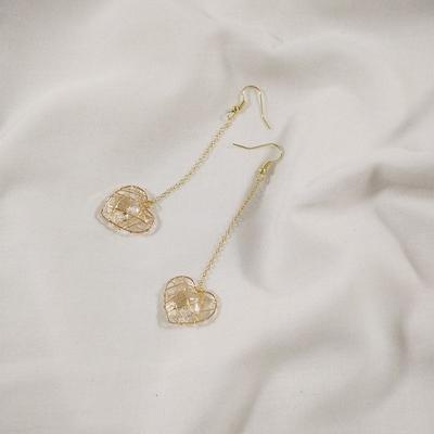 Vrouwen Vintage holle ster hart Tangle line Earring (lange hart oor haak)