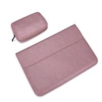 PU01S PU lederen horizontale onzichtbare magnetische gesp laptop binnenzak voor 14 1 inch laptops met zakje (roze)
