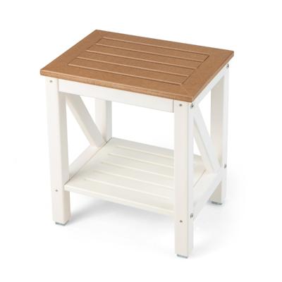 Douchebank Badkamer Zitbank met Plank Waterdichte Badkamerbank Douchekruk voor Volwassenen Bruin + Wit (43 x 32 x 47 cm)