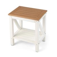 Douchebank Badkamer Zitbank met Plank Waterdichte Badkamerbank Douchekruk voor Volwassenen Bruin + Wit (43 x 32 x 47 cm)