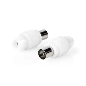 Nedis IEC (Coax) Connector | Recht | Male | Vernikkeld | 75 Ohm | Schroef | Diameter kabelinvoer: 7.0 mm | Metaal / Polyvinylchloride (PVC) | Wit | 2