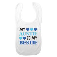 Baby slabbetje - blauw - auntie is my bestie - kraam cadeau - slab/morsdoek - tante - thumbnail