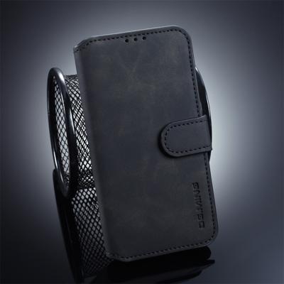 DG. MING Retro olie kant horizontale Flip Case voor Galaxy S10 E met houder & kaartsleuven & portemonnee (zwart)