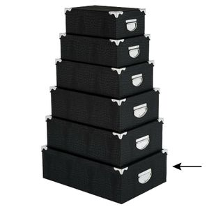 5Five Opbergdoos/box - zwart - L48 x B33.5 x H16 cm - Stevig karton - Crocobox