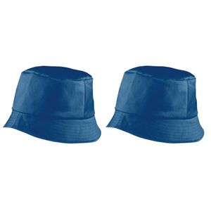 2x stuks vissershoedjes/zonnehoedjes blauw voor volwassenen