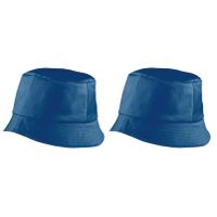 2x stuks vissershoedjes/zonnehoedjes blauw voor volwassenen