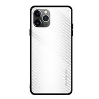 Voor iPhone 11 koolstofvezel textuur gradiënt kleur glas geval (wit)