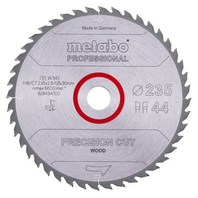 Metabo Accessoires Cirkelzaagblad | "Precision Cut Professional" | Ø235x30mm | Z44 WZ 15° - 628494000