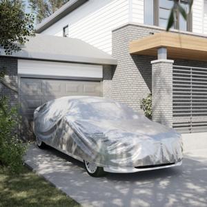 VidaXL Autohoes voor sedan met gespriemen xl peva zilverkleurig