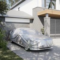 VidaXL Autohoes voor sedan met gespriemen xl peva zilverkleurig