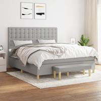 Boxspring met matras stof lichtgrijs 160x200 cm